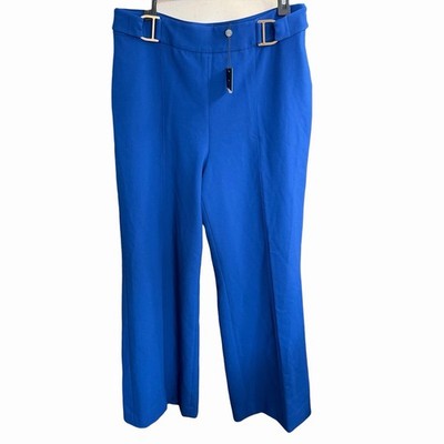 Elie Tahari Women's Inez Pant Daphne Blue Wide Leg 14 Career Office Relaxed