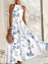 Women's Strapless Floral Peplum Maxi Dress, Size M
