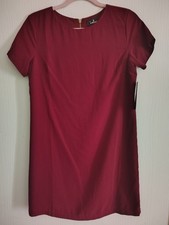 NWT Lulus Womens XS Shift Dress Short Sleeve Round Neck Maroon