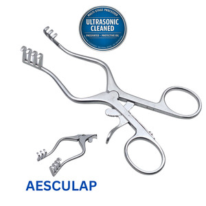 Aesculap BV074R Weitlaner Retractor 3 x 4 Prong, Blunt - Ultrasonically Cleaned