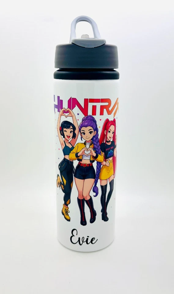 K Pop Huntrix Inspired Demon Hunter Personalised Kids Water Sports Bottle School - Image 3 of 4