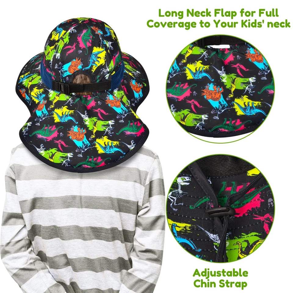 Sombrero para el sol de ala ancha para niños - UPF 50+ protección UV con correa ajustable para la barbilla Foto 4 de 4