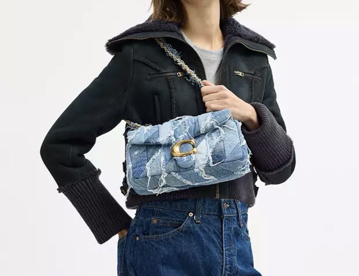 Unique Coach Tabby 26 Denim Patchwork Shoulder Bag with Leather image 8
