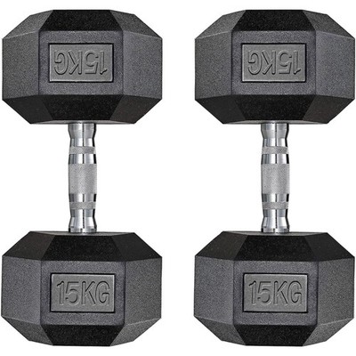 Hexagon Hantelset 2x15kg Kurzhanteln Gummiert Gummi,gummiert,Fitness,Workout