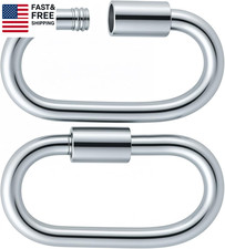 2Pcs Oval Jewelry Clasp, 925 Sterling Silver Screw Locking Carabiner Clips, Smal