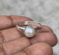 Freshwater Pearl Ring: Sterling Silver Band, Boho Stacking Ring All Size