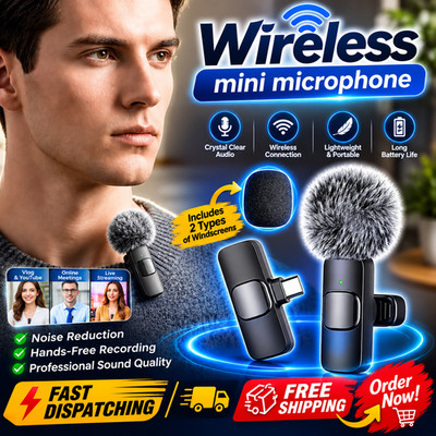 Mini Wireless Lavalier Microphone Noise Reduction Audio Recording Vlog Mic