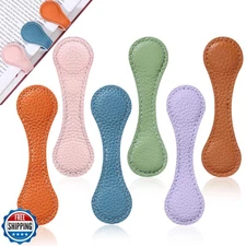 Palksky Magnetic Bookmark,6PCS Genuine Leather Book Markers Magnet, Morandi C