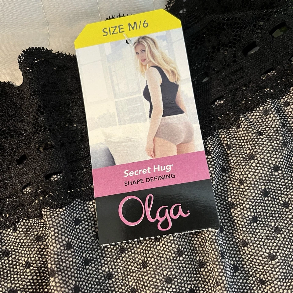 Bragas Olga Secret Hug M/6 Punto Negro Nylon Hipster Scoop Estilo Encaje 913 Nuevas con Etiquetas Foto 3 de 4