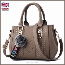 Women Embroidery Messenger Bag Leather Handbag Ladies Shoulder Purse Hairball
