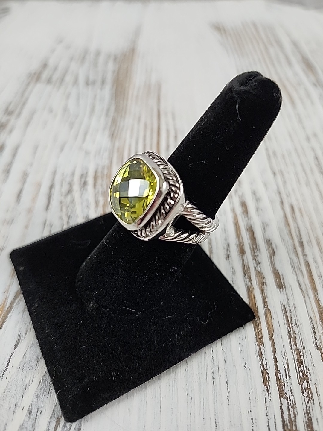 Lemon Citrine Silver Toned Statement Ring  Size 7… - image 3