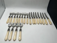 Lot Of 20 Pearlescent White Ivory Stainless Flatware Silverware
