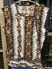 Vintage 1970s Snap-Up Sleeveless Apron Vest w/ Pockets - No Tags No Size