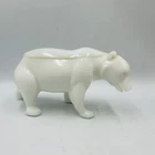 Vtg To Antique Milk Glass Lidded Polar Bear Box Jar Trinket Dish  READ