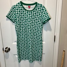 Guess Womens T-Shirt Dress Monogram Logo Print Green Size S
