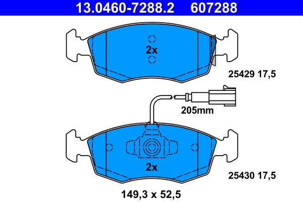 Bremsbelagsatz FÜR Fiat Punto (199 ), Fiat Punto EVO (199 ) - ATE 13.0460-7288.2-image