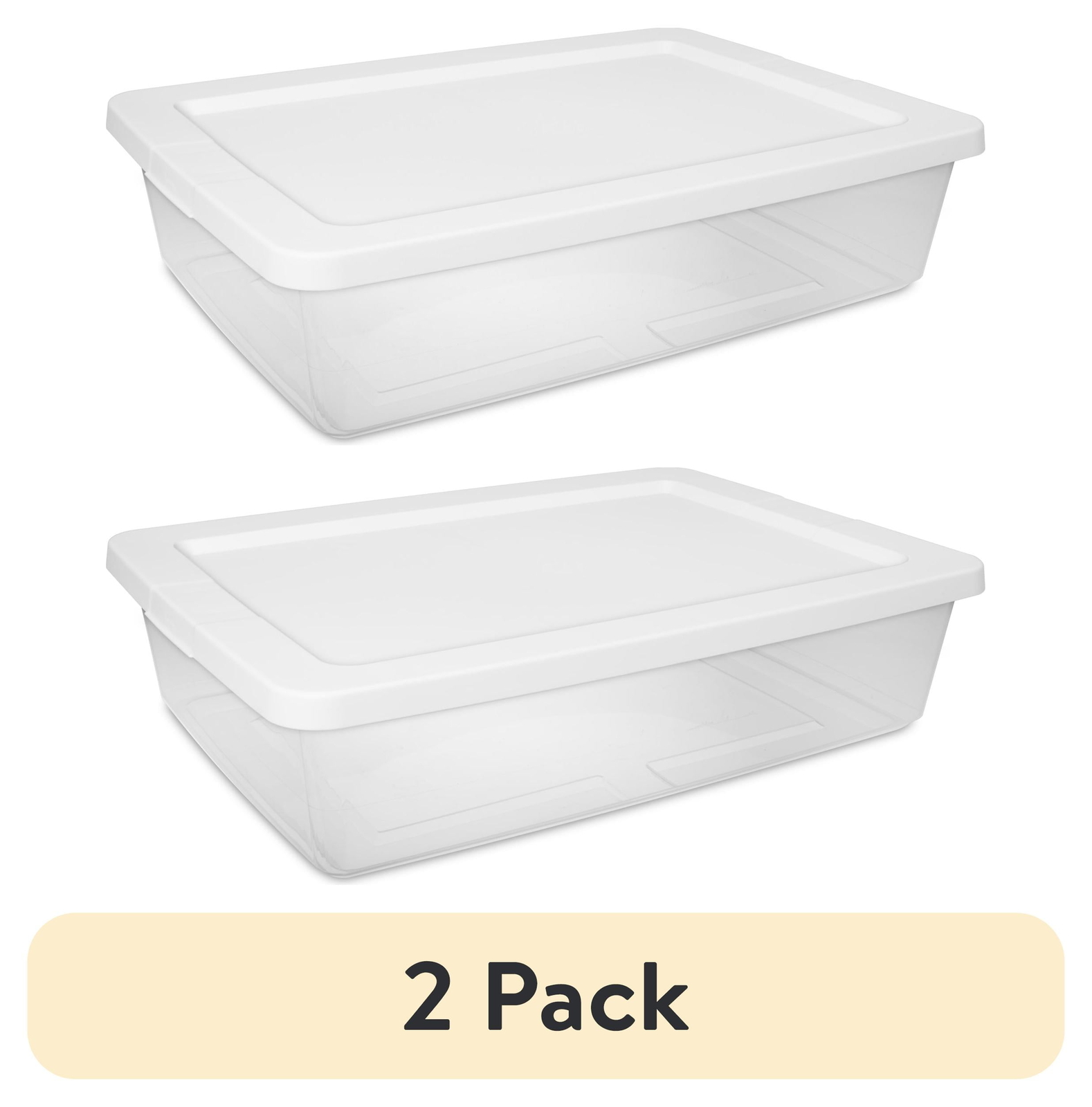 2-Pack 28 Qt Clear Plastic Storage Bins with White Snap-On Lids