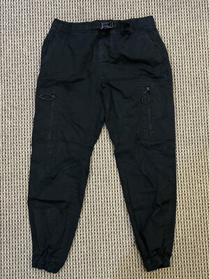 Pull & Bear Street wear Cult Mens M Black Tapered Y2K Pants Measures 30x27