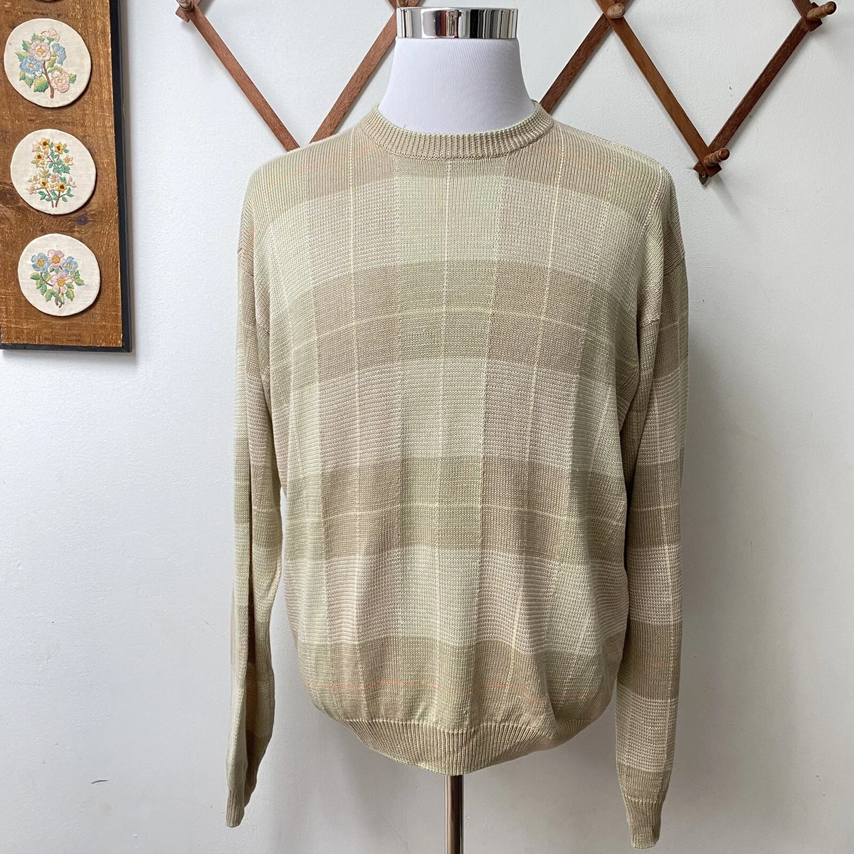 NWT Saks Fifth Avenue Vintage Silk Linen Sweater Knit Pastel Plaid