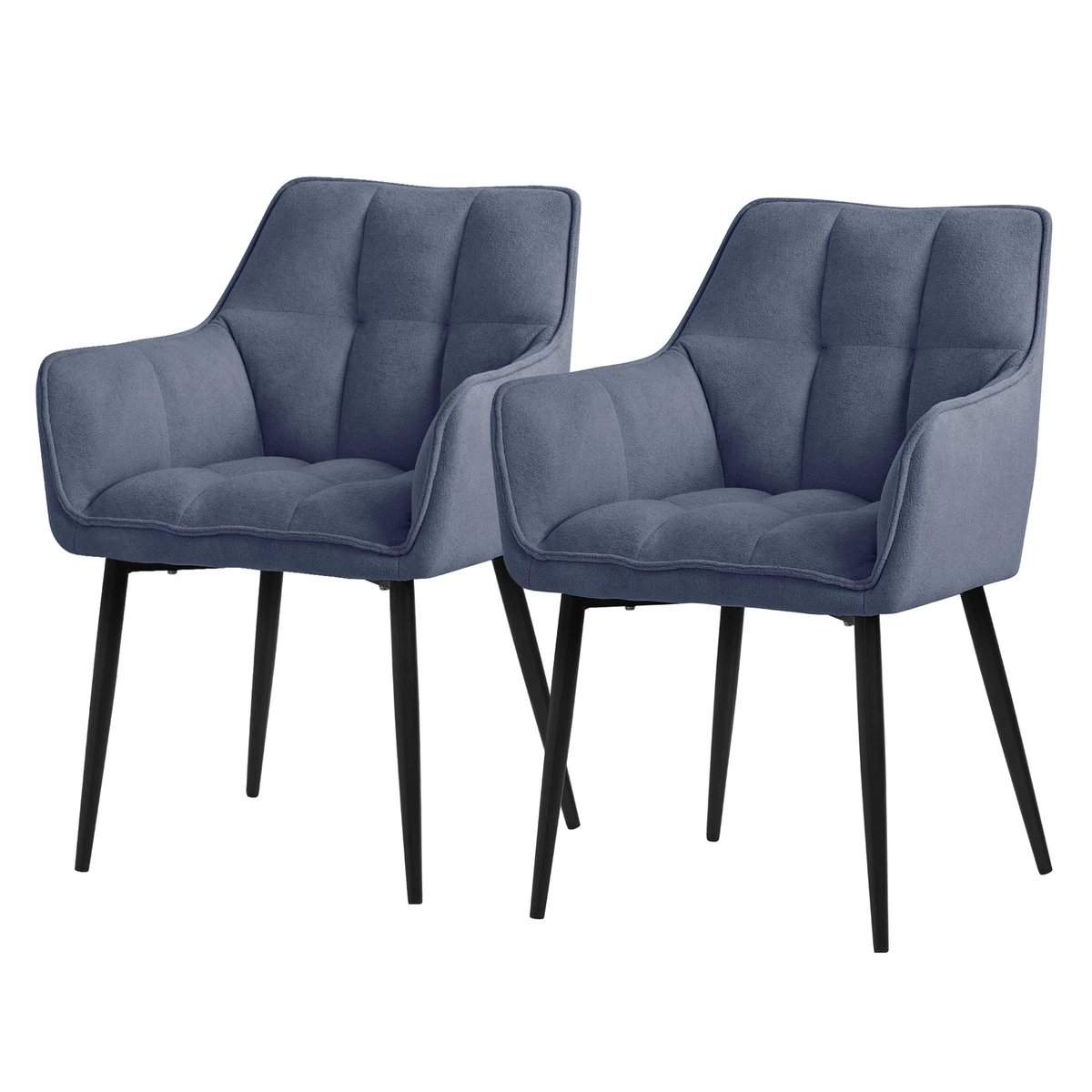 2x Asientos de comedor azul silla de tapizada grueso con reposabrazos+respaldo