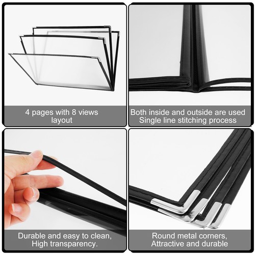 2Pcs Menu Covers Clear Restaurant Menu Holder 8 View Fits A4 Size Paper DEE - Picture 5 of 11