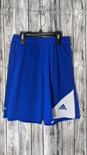 Boy's Youth Blue/White Adidas Athletic Style Shorts Breathable Fabric Size M