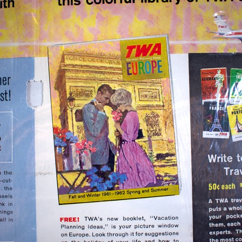 Midcentury Ad TWA Airlines Travel Europe Paris Tear Sheet Ephemera 1960s