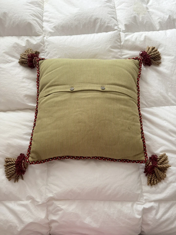 SWEET DREAMS Neiman Marcus Tapestry Jacquard Luxury Tassel Pillow 17x17 - Image 3 of 4