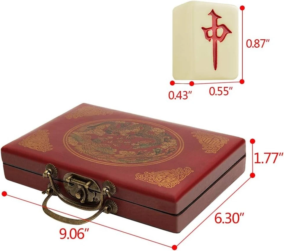 Vintage Chinese Mahjong Set Traditional 144 Tiles Mah-Jong Game Set w/ Case Box - Image 2 of 4