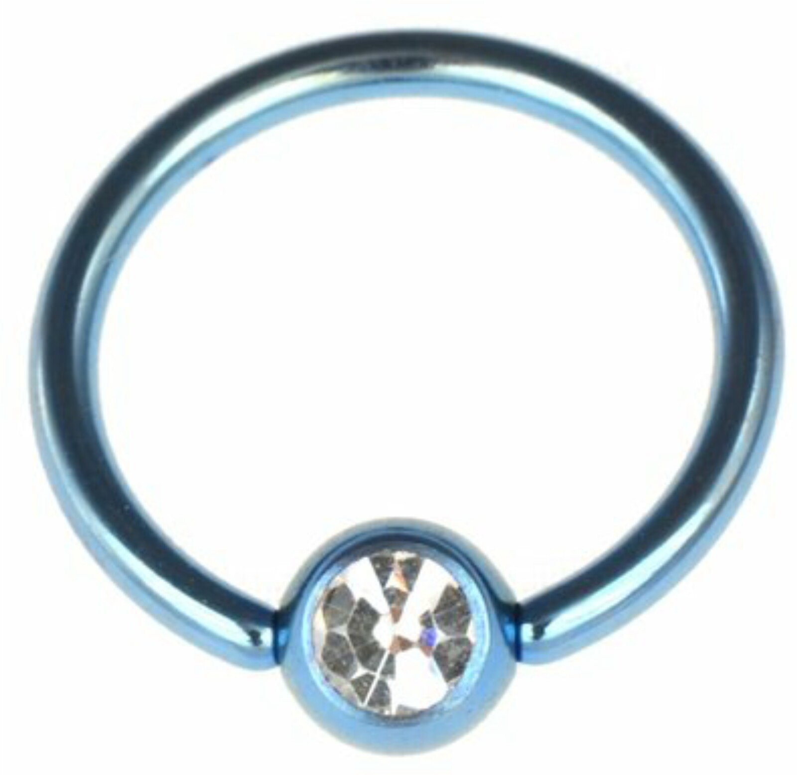 Eyebrow Captive Bead Ring Anodized L/Blue BCR With Gem Rook Snug Lip 16g 8mm