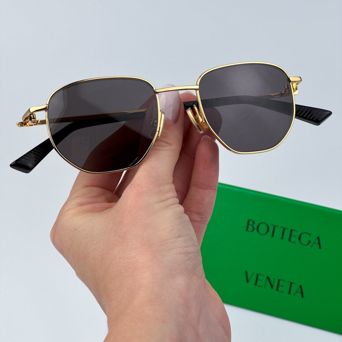 Bottega Veneta Men Sunglasses Gold Grey Split Panthos BV1301S 001