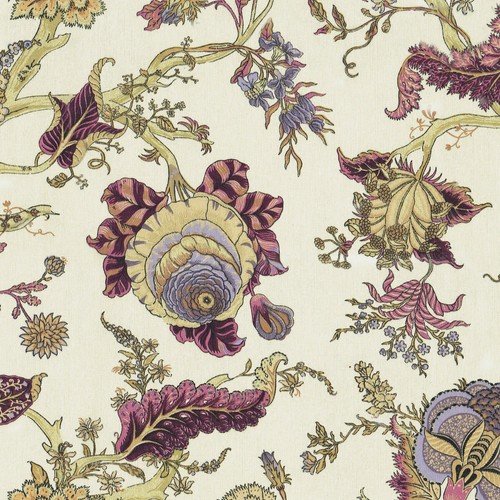 Französische Textilien Oriental Tree of Life 280 cm breiter Stoff Aubergine - Bild 3 von 7