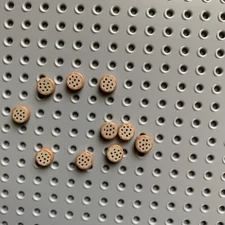 10 Lego Tile, Round 1x1 Cookie Tan Frosting and Chocolate Sprinkles Pattern