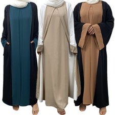 Modest Abaya Eid Muslim Dress for Women Dubai Turkey Robe Islamic Kaftan Ramadan