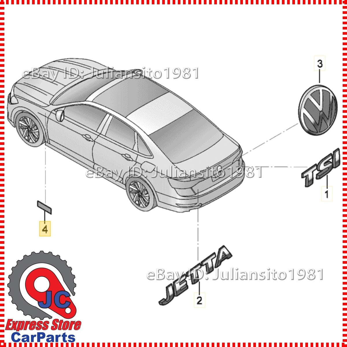 17A853688F DPJ VOLKSWAGEN GENUINE OEM JETTA LEFT BADGE EMBLEM R  