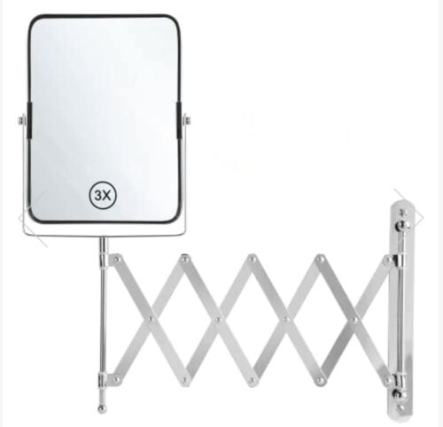 MAGNIFYING MIRROR Wall Mounted Double-Sided Swivel Vanity 3X Magnification - Picture 1 of 6