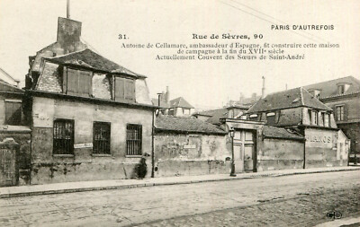 Map PARIS d'Autrefois Rue de Sèvres 90 Antoine de Cellamare Amb. Spain