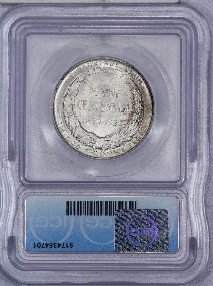 1920 Maine Half Dollar 50c ICG MS66 - Handsomely Toned! - Image 2 of 2