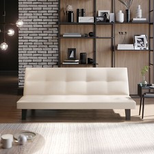 3 Seater Folding Sofa Bed Upholstered Couch Futon Settee Love Seat Plastic Legs