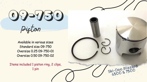 For Snowmobile Ski Doo Blizzard 6500+ 7500 + Piston kit 09-750-01 0.25 + Ring - Video 1 of 1