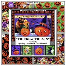 QUILTING TREASURES, "TRICK AND TREATS", HALLOWEEN, CANDY, DESSERTS FABRICS