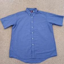 Red Kap Shirt Mens Size 18 Blue Short Sleeve Button Down Workwear Cotton Blend