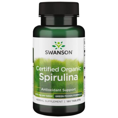 Swanson Certified Organic Spirulina 500 mg 180 Tablets, Cardiovascular Health - Afbeelding 1 van 7