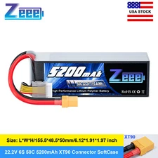 Zeee 6S LiPo Battery 5200mAh 22.2V 50C XT90 for RC Jet Helicopter Plane Quad Car