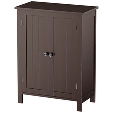3-Shelf Wooden Bathroom Floor Cabinet Storage Cupboard Furniture Organizer Grey