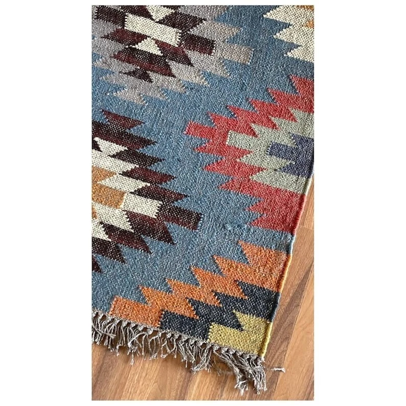 Moroccan Vintage Kilim Rug aztec kilim Runner Wool Jute Rug Stair kilim rug - Image 4 of 4