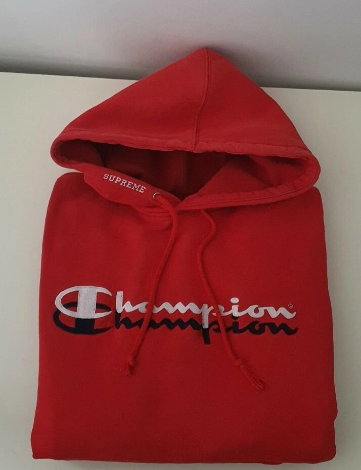 FW15 Supreme x Champion hooded sweatshirt red size M medium hoodie Vintage Rare