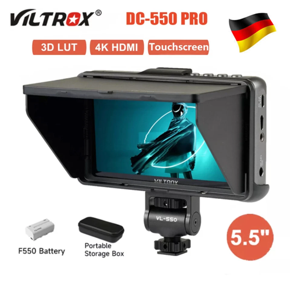 DE Viltrox DC-550 Pro 5,5" Touchscreen Kamera Field Monitor 4K HDMI Monitor - Bild 3 von 4
