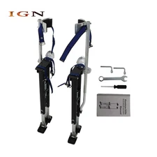 36" - 48" Adjustable Aluminum Alloy Stilt Tool For Walking Taping Black