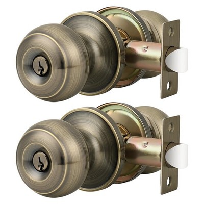 Probrico Entrance Door Knobs Door Lock Keyed Alike Lockset Antique Brass Same